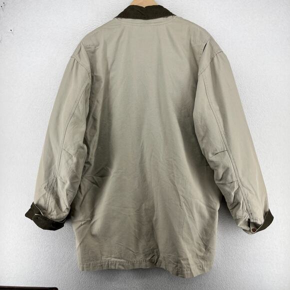 LL BEAN Jacket Mens L Canvas Barn Chore Field Coat Wool Plaid Flannel Lined Gray - Picture 3 of 16